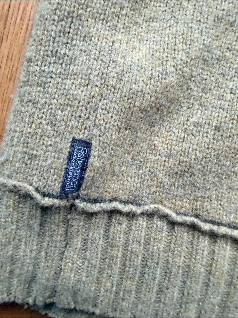 Fisherman Out Of Ireland Men L Lambswool Quarter Zip Sweater Striped Tan Wool